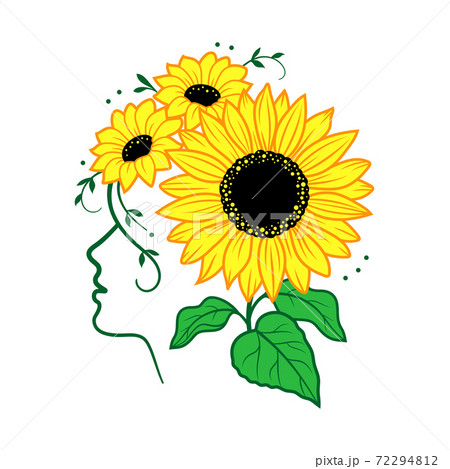 Sunflower vector, Woman face silhouette and... - Stock Illustration  [72294812] - PIXTA