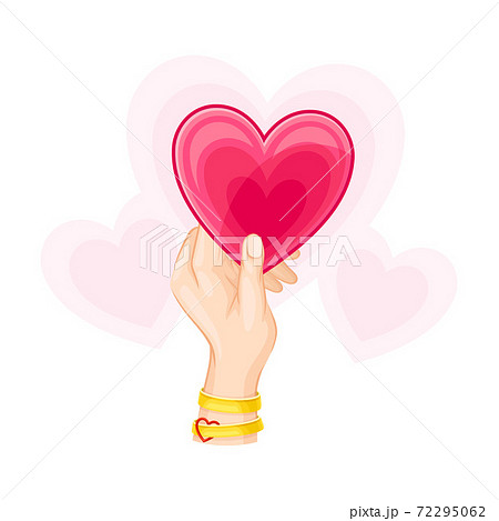 Red Heart in Human Hand as Romantic Feeling Symbol Vector Illustration 72295062