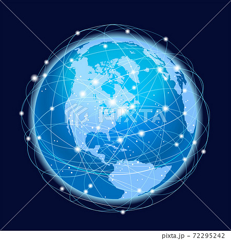 グローバルネットワークのシンボルイラスト 北米 中米地域のイラスト素材