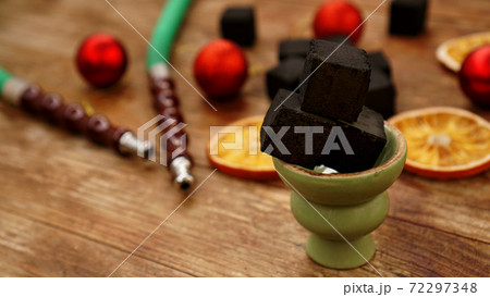 Hookah background for new year and christmas. 72297348