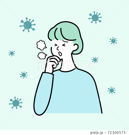 咳をする女性のイラスト 72300575