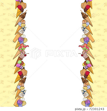 Ice cream template. Hand Drawn. Card for birthday, anniversary, party invitations. Vector illustration. Ice cream template. Hand Drawn. Card for birthday, anniversary, party invitations. Vector illustration. 72301243