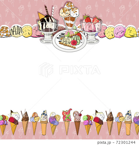 Ice cream template. Hand Drawn. Card for birthday, anniversary, party invitations. Vector illustration. Ice cream template. Hand Drawn. Card for birthday, anniversary, party invitations. Vector illustration. 72301244
