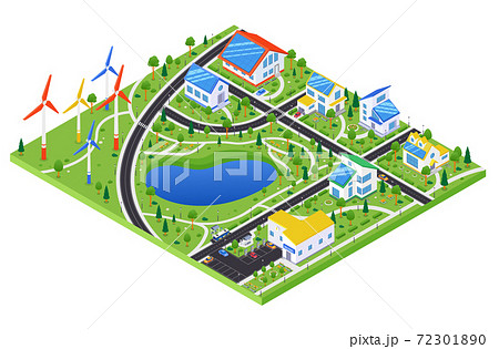 Eco village - modern vector colorful isometric illustration 72301890