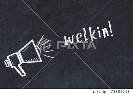 Chalk scetch of loudspeaker and inscription welkin 72302213