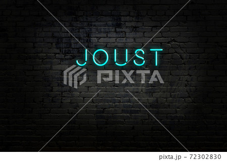 Night view of neon sign on brick wall Night view of neon sign on brick wall 72302830