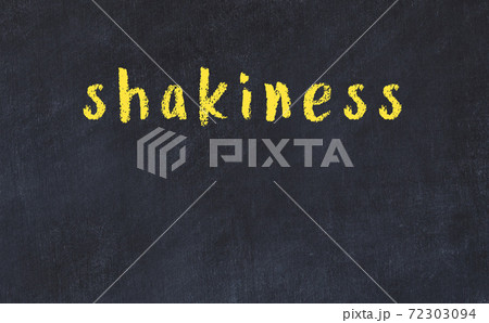 Black chalkboard with inscription shakiness on in 72303094