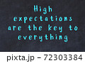 Chalk wise inscription on black chalkboard 72303384