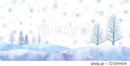 幻想的な冬の平原イメージ 水彩イラスト 白背景 のイラスト素材
