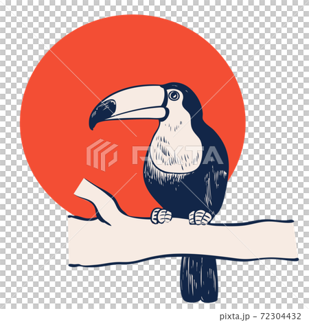 木に止まったオオハシイラスト素材のイラスト素材