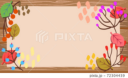 葉と木の実の木枠メッセージイラスト素材のイラスト素材