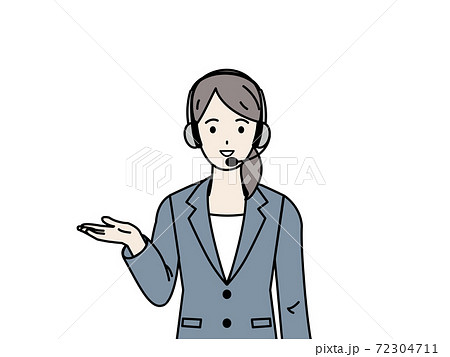 テレフォンオペレーター 女性 案内 どうぞのイラスト素材
