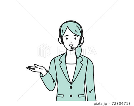 テレフォンオペレーター 女性 案内 どうぞのイラスト素材