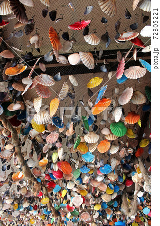 Lungomare promenade through Icici with seashells attractive decorations, Kvarner bay, Croatia 72305221
