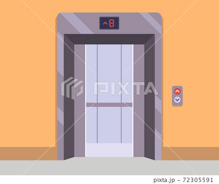 a new lift in the hallway awaits passengers. 72305591