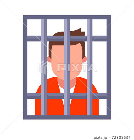 a criminal in an iron cage. the person went to jail.  72305634