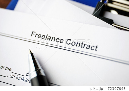 Legal document Freelance Contract on paper close up 72307043