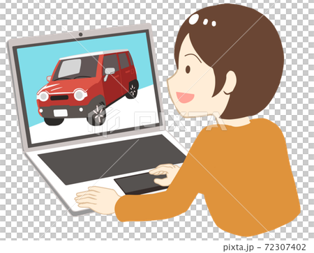 A woman looking at a car on the net (no line) 72307402