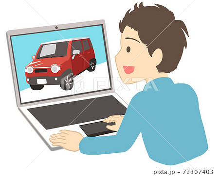 ネットで車を見る　男性(線無し) 72307403