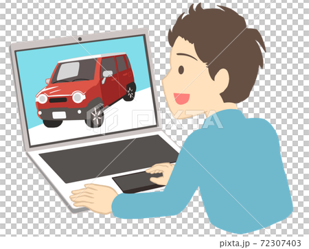 ネットで車を見る　男性(線無し) 72307403