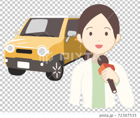 車を紹介するリポーター　女性(線無し) 72307535