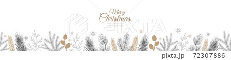 Winter banner. With hand drawn cones,xmas tree. Christmas vector illustration. 72307886