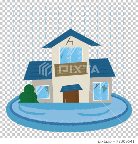 水害に遭う住宅のベクターイラスト 72309541
