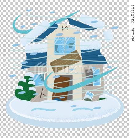 Vector illustration of houses damaged by snowstorm - Stock Illustration ...