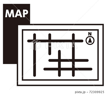 地図のシンプルなアイコン 白黒のイラスト素材