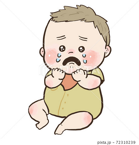 可愛い赤ちゃんの泣き顔のイラスト素材