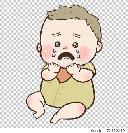 可愛い赤ちゃんの泣き顔のイラスト素材