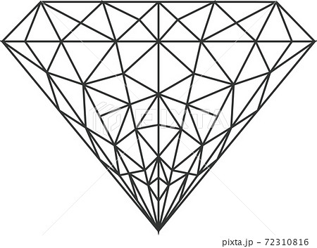 線で描いたダイアモンド宝石のイラストのイラスト素材