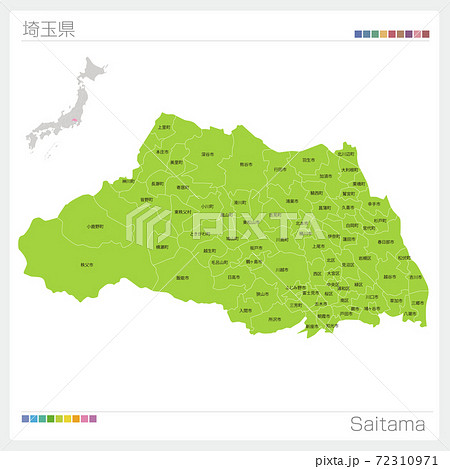 埼玉県の地図・Saitama・市町村名（市町村・区分け）