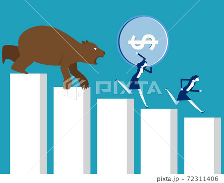 Carrying money run away from bear market. Stock market and exchange 72311406