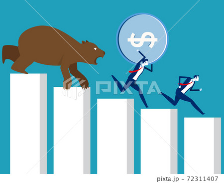 Carrying money run away from bear market. Stock market and exchange 72311407