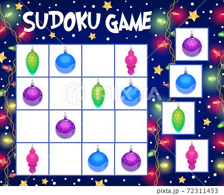Sudoku game with Christmas balls vector template 72311453