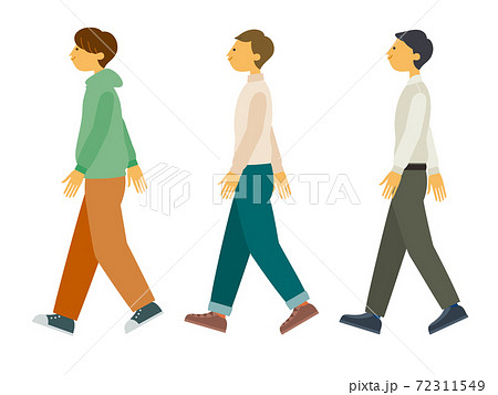 歩く若い男性のイラストセットのイラスト素材