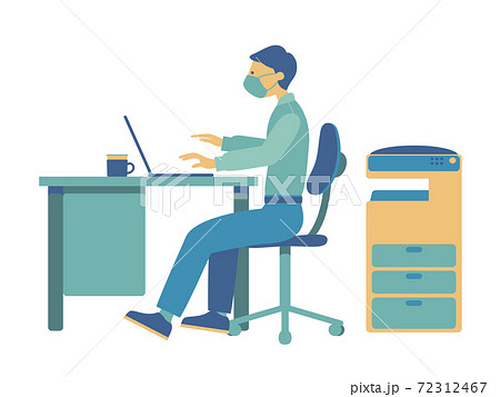 オフィスで仕事をする男性のイラスト(シンプルカラー) オフィスで仕事をする男性のイラスト(シンプルカラー) 72312467