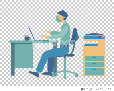 オフィスで仕事をする男性のイラスト(シンプルカラー) オフィスで仕事をする男性のイラスト(シンプルカラー) 72312467
