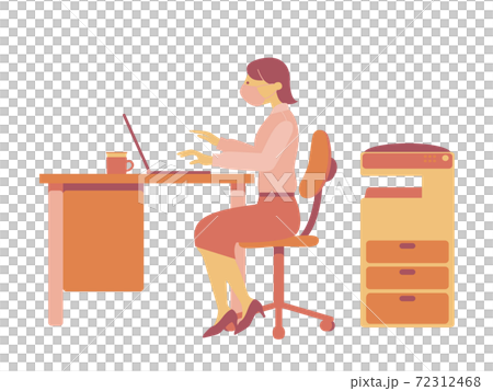 オフィスで仕事をする女性のイラスト(シンプルカラー) オフィスで仕事をする女性のイラスト(シンプルカラー) 72312468
