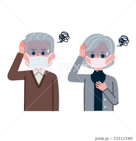 体調が悪そうなシニア男性 女性のイラスト素材のイラスト素材