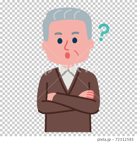 疑問を持っているシニア男性のイラスト素材のイラスト素材