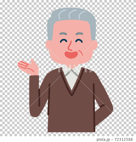 案内をしているシニア男性のイラスト素材のイラスト素材