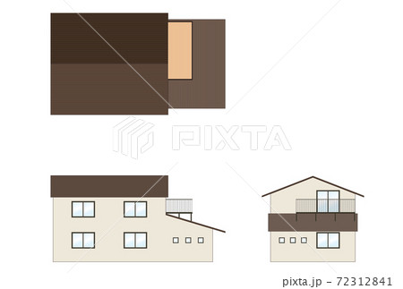 住宅の3面図のイラスト 72312841