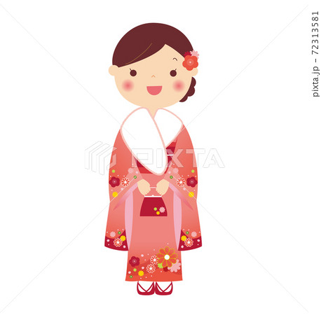 振袖姿の女性 背景なしイラストのイラスト素材 振袖姿の女性 背景なしイラストのイラスト素材