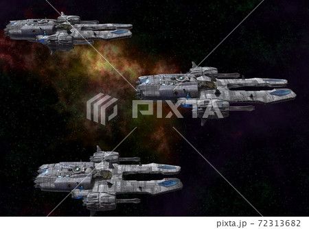 Future spaceship in deep space 3d illustration 72313682