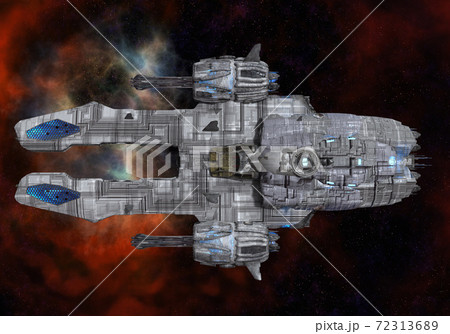 Future spaceship in deep space 3d illustration Future spaceship in deep space 3d illustration 72313689