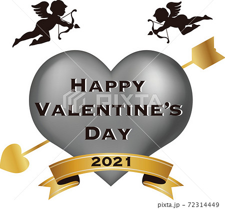 バレンタイン ギフト キューピッド ハート タイトル 英語 イラスト素材のイラスト素材