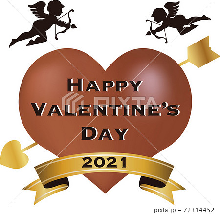 バレンタイン ギフト キューピッド ハート チョコレート タイトル 英語 イラスト素材のイラスト素材