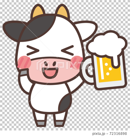 ビールジョッキを持つ牛のキャラクター ビールジョッキを持つ牛のキャラクター 72316898
